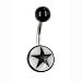 14 Gauge 3/8" Buffalo Horn Black Star Curved for Navel - Belly Area Surgical Steel Barbell
