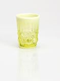 Vaseline Opalescent Glass Eyewinker Pattern Tumbler Cup Glass