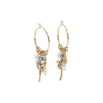Betsey Johnson Flower Girl Dragonfly Hoop Earrings