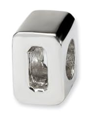 Block Style, Number 0 Charm in Sterling Silver For 3mm Charm Bracelets
