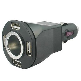 5-in-1 Auto Charger. 4-Port USB Car Charger and 1 12V DC Cigarette Socket - Great for iPhones, iPods, GPS, PSP, Cell Phones, Radar Detectors, and Many More