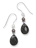 Brown Cultured Freshwater Pearl and Smoky Quartz Frenchwire Earrings