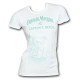Captain Morgan Beach Scene White Graphic Ladies Tee Shirt