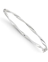 Leslies 14K White Gold Polished Twisted Hinged Bangle