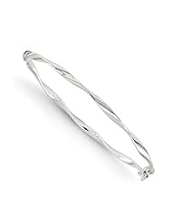 14k White gold Leslies Polished Twisted Hinged Bangle