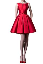 Cocktail Short Satin Lace-Up Slit  Jeweled Prom Dress/Party Dress/Wedding Dress/Mini Dress  With a Bow(s) and a Ribbon 