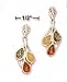 Sterling Silver Multicolor Amber Teardrop Post Dangle Earrings