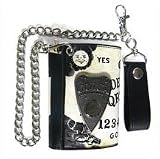 Ouija Board Game Printed Tri-fold Chain Wallet w/ Metal Badge
