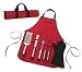 Chef's Set BBQ Apron and Tools - Red with Black Trim