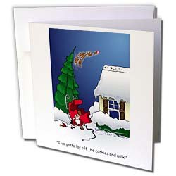 Rich Diesslins Cartoon Days of Christmas TCDC - Larry Miller Cartoon about Santa Overeating at Christmas - Greeting Cards-6 Greeting Cards with envelopes