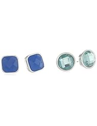 Nine West "Fruit Punch" Silver-Tone Blue Stud Earrings Set