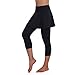 ANIVIVO Skirted Legging for Women,Women Skirted Capri Leggings Tennis Pants& Tennis Capri Skirted Leggings Tennis Clothing Legging with Skorts(3/4 Black,XL)