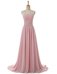 Sexy Scoop Neck Sweetheart Illusion Beaded Lace-Up Bridesmaid Dress/Prom Dress  with a Brush/Sweep Train 