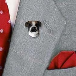 Boxer Natural Ears - Dog Figurine Pins / Tie Tack