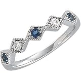 14K White Gold Sapphire & Diamond Band Ring
