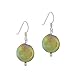 Sterling Silver .925 Genuine Freshwater Cultured Round Iridescent Green Gold Coin Pearl Bead Dangle Hook Earrings