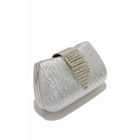 Evening Purse - Silver Leather Swarovski Crystals