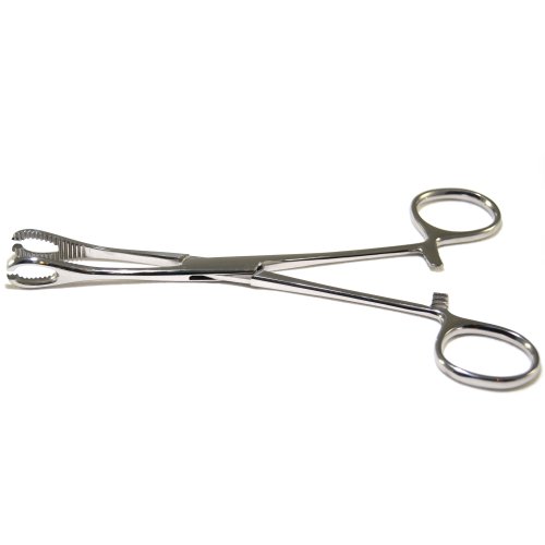 Surgical Steel Homestat Slotted (open end) Sponge Clamp/Forceps w/ Ratchet Body Piercing Tool