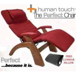 The Human Touch Power Electric Perfect Chair Recliner - PC95 PC-095 Walnut Recline Wood... by The Human Touch Power Electric Perfect Chair Recliner - PC95 / PC-095 Walnut Recline Wood Base Garnett Red MicroSuede Pads - Interactive Health Zero Anti Gravity Chair
