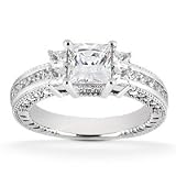 1.00CT Princess Cut REAL Diamond Vintage Engagement Pave Accent Antique Ring 4-9
