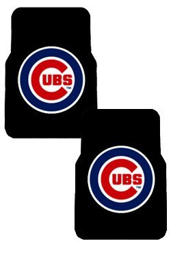 A Set of 2 MLB Major League Baseball Licensed Universal-Fit Molded Front Rubber Floor Mats - Chicago Cubs