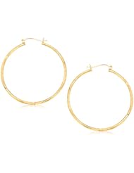 14K Yellow Gold Fancy Diamond Cut Extra Large Hoop Earrings (45mm Diameter)