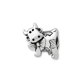 Dairy Cow Charm in Sterling Silver for Reflections, Expression, Kera, Pandora and SilveRado Bracelets & Necklaces