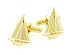 JJ Weston gold plated highly polished yacht or sailboat cufflinks with presentation box. Made in the USA