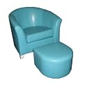 Childrens Blue Faux Leather Mini Tub Chair and Footstool