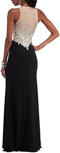 XiaoBLM New 2016 Crew Beaded Crystal Sheath A-Line Formal Dresses Prom Gown US2