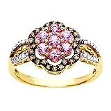 Pink Sapphire and Diamond Flower Ring in 10kt. Gold