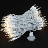 Novelty Lights, Inc. CG100-4-W-CL Commercial Grade Christmas Mini Christmas Light Set, Clear, White Wire, 100 Light, 4 Spacing, 34' Long