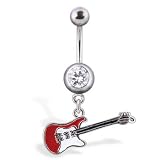 Dangling guitar belly button ring