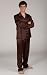 Mystic Men's Pajamas: Luxurious Satin Classic Pajama Set Sleepwear XXL Chestnut