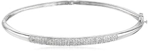 14k White Gold Pave Diamond Bangle Bracelet (1/2 cttw, H-I Color, I1-I2 Clarity)