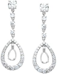 18K White Gold Pair 1 Ct Tw Semi 5.75X3.75 Diamond Earrings Semi Mount