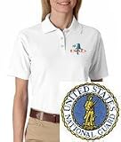 Women's polo shirt with embroidered image of: national guard
