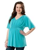 Motherhood Maternity: Plus Size Short Sleeve Deep V-neck Smocked Maternity T Shirt
