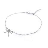Bling Jewelry Pave Encrusted Mini Ribbon Sterling Silver Anklet Ankle Bracelet 9inch