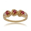 Natural Red Ruby & Diamond Heart Shaped Ring in Yellow Gold
