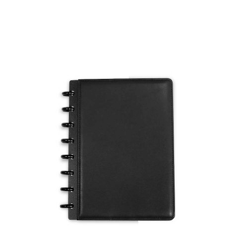 Levenger Circa Leather Foldover Notebook, Junior Black (AL8390 BK JNR NM)