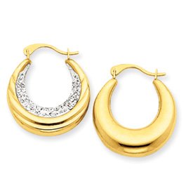 14k Gold Reversible Crystal Hoop Earrings