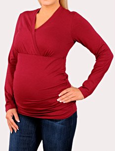 Motherhood Maternity: Long Sleeve V-neck Side Ruched Maternity Top