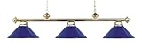 IMAGE OF Landmark 167-PB-BLUE Casual Traditions 3-Light Billiard Light, 13-Inch, Polished Brass with Blue Metal Shades