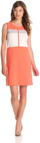Evolution by Cyrus Women's Sleeveless Crew Neck Color Block Shift Dress, Tropical Punch Combo, Medium