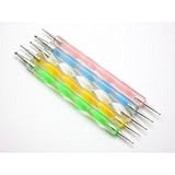 5 X 2 Way Marbleizing Dotting Pen Set for Nail Art Manicure Pedicure