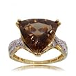 Smokey Topaz Solitaire Ring in Solid 10K Gold - Trillion Cut Gem