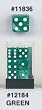 16mm 6-sided Square Cornered Marble Dice, Green with White