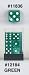 16mm 6-sided Square Cornered Marble Dice, Green with White