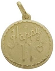 10K Yellow Gold Happy #11 Age Expression Pendant with chain